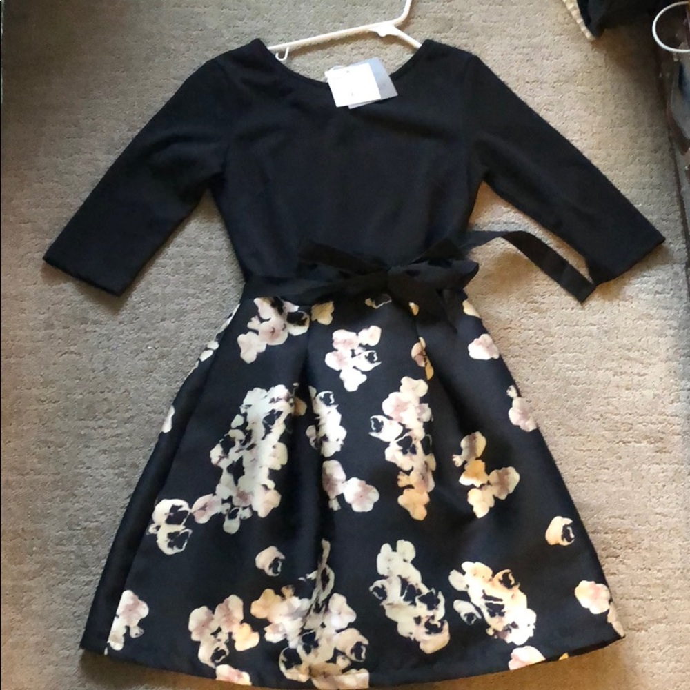Italian floral black dress